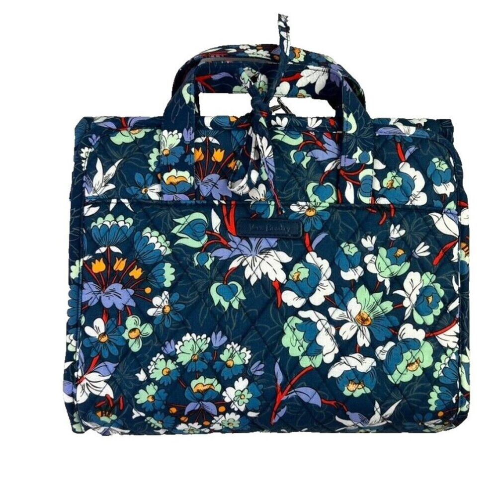 Vera Bradley Grand Hanging Organizer Floral Bursts Makeup Bag Blue - Picture 2 of 12